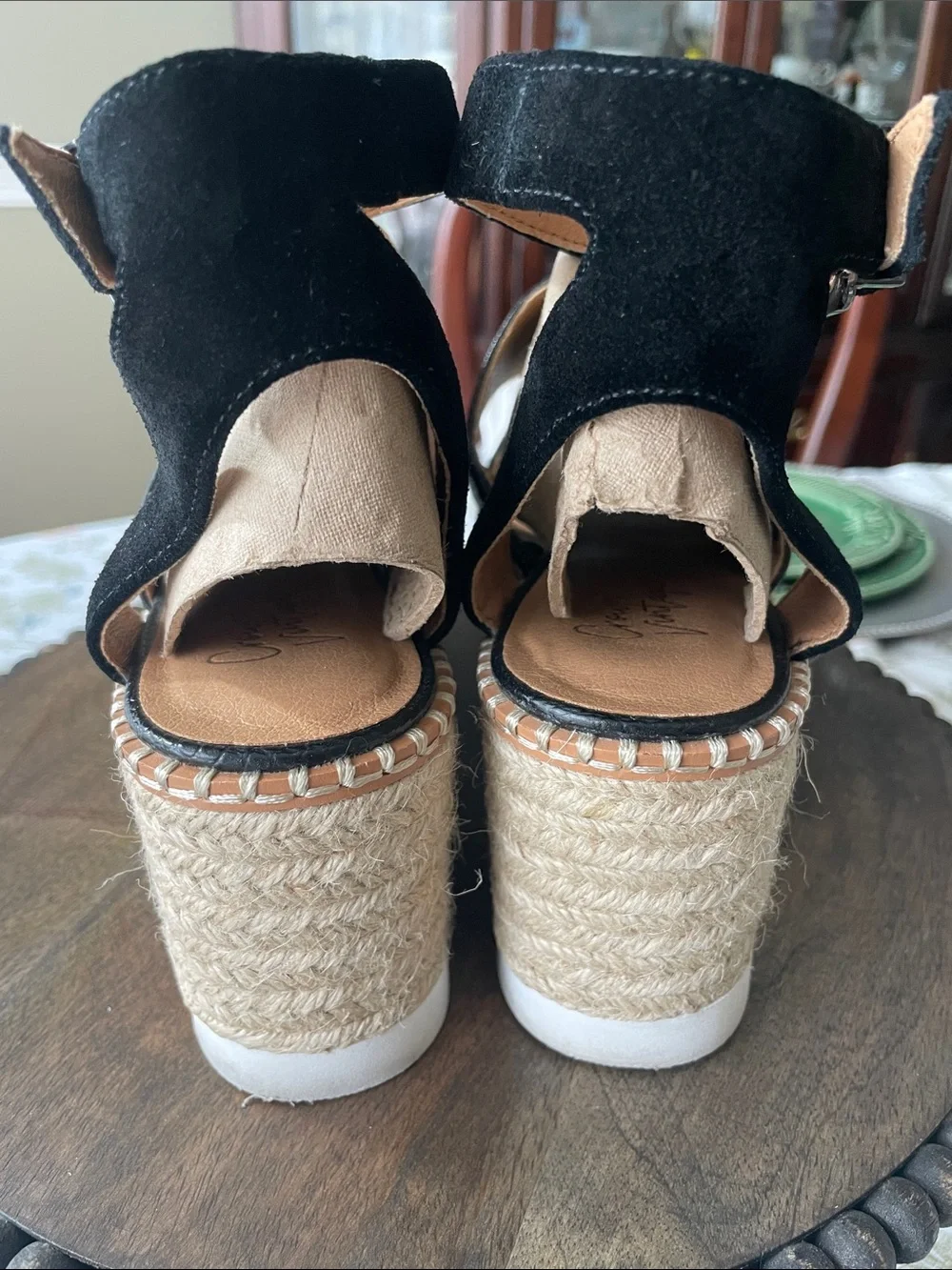 Crown Vintage Daylen Espadrille Wedge Ankle Strap Leather Sandals Size 7M